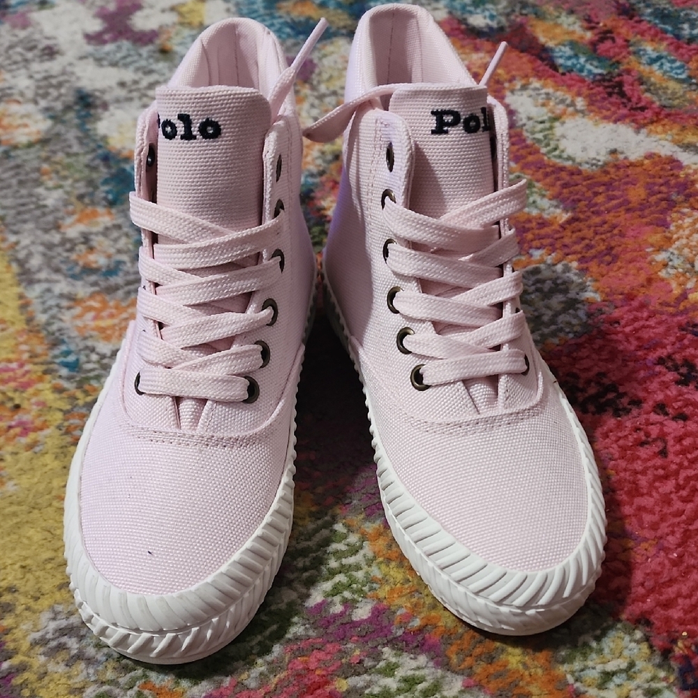 Polo by Ralph Lauren Pink Sneakers with Laces and Textured Detailing